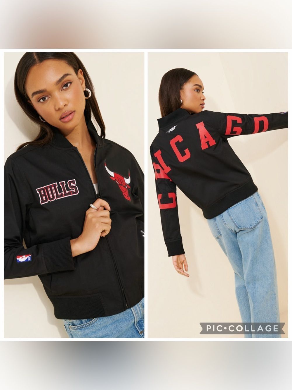 Small women’s pro standard Chicago Bulls Black Zip Bomber Jacket